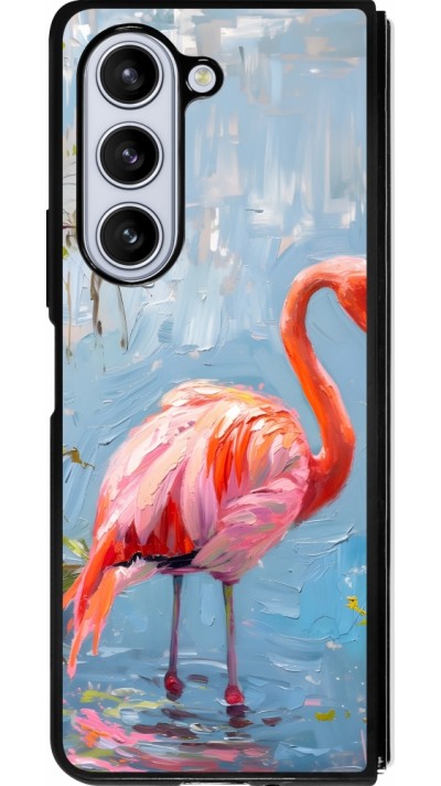 Samsung Galaxy Z Fold5 Case Hülle - Silikon schwarz Paint Flamingo