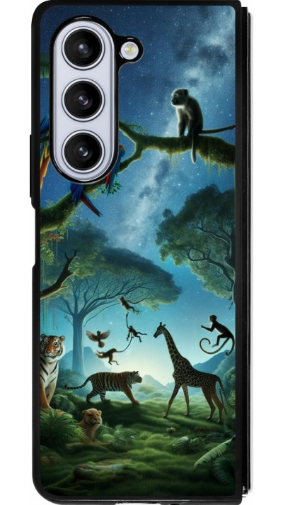 Samsung Galaxy Z Fold5 Case Hülle - Silikon schwarz Paradies der exotischen Tiere