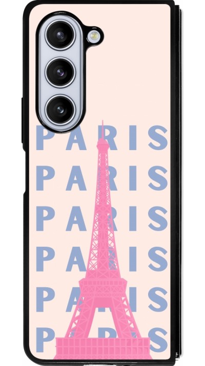 Samsung Galaxy Z Fold5 Case Hülle - Silikon schwarz Paris Pink Print