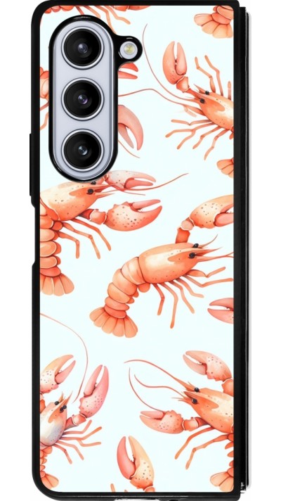 Samsung Galaxy Z Fold5 Case Hülle - Silikon schwarz Muster von pastellfarbenen Hummern