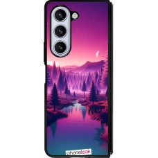 Samsung Galaxy Z Fold5 Case Hülle - Silikon schwarz Lila-rosa Landschaft