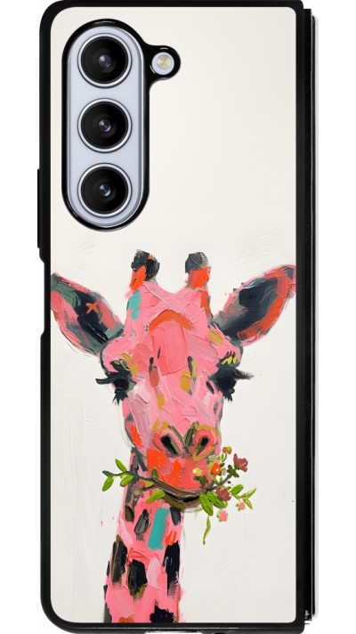 Samsung Galaxy Z Fold5 Case Hülle - Silikon schwarz Pink Girafe Paint