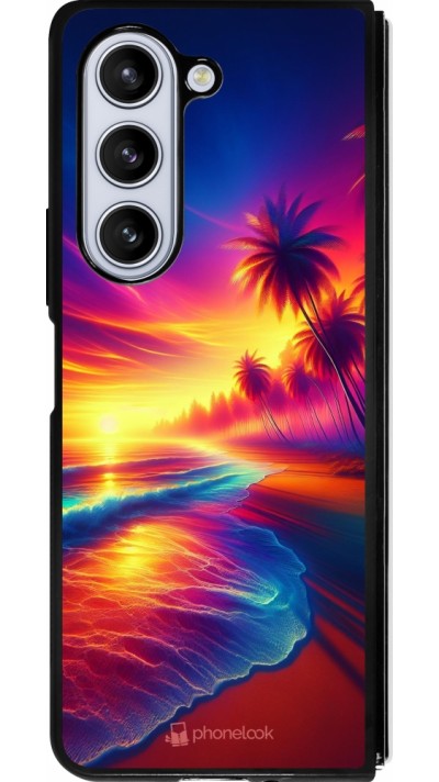 Samsung Galaxy Z Fold5 Case Hülle - Silikon schwarz Strand Sonnenuntergang auffällig