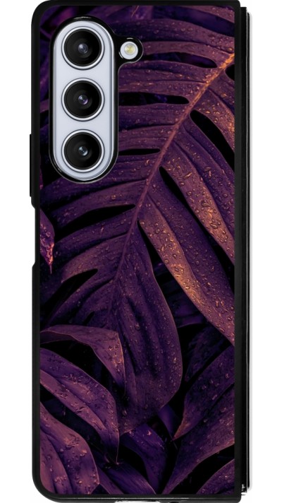 Samsung Galaxy Z Fold5 Case Hülle - Silikon schwarz Purple Light Leaves