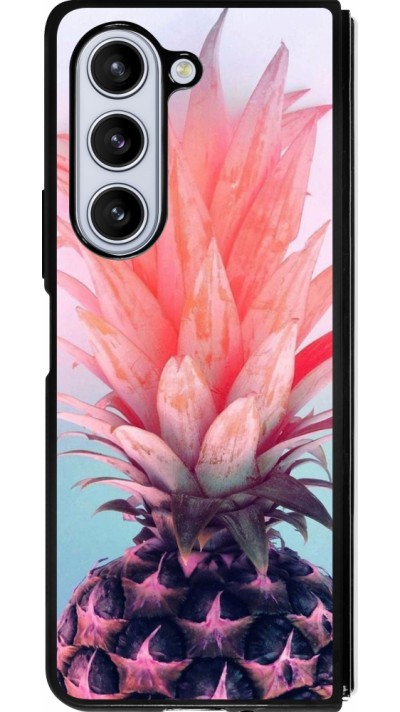 Samsung Galaxy Z Fold5 Case Hülle - Silikon schwarz Purple Pink Pineapple