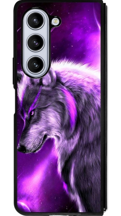 Samsung Galaxy Z Fold5 Case Hülle - Silikon schwarz Purple Sky Wolf