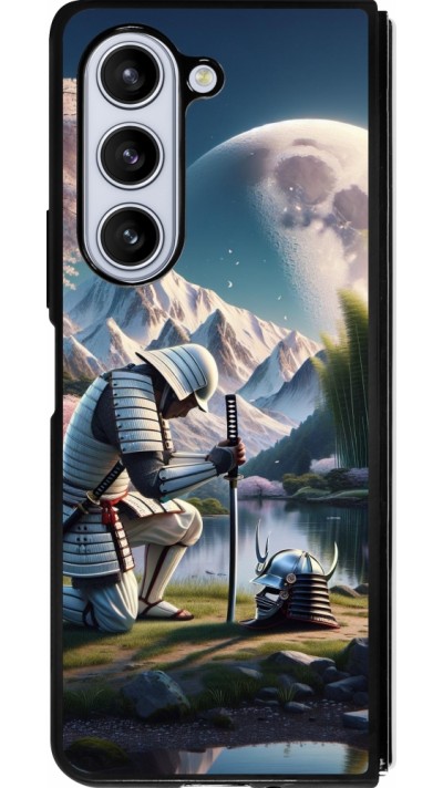 Samsung Galaxy Z Fold5 Case Hülle - Silikon schwarz Samurai Katana Mond