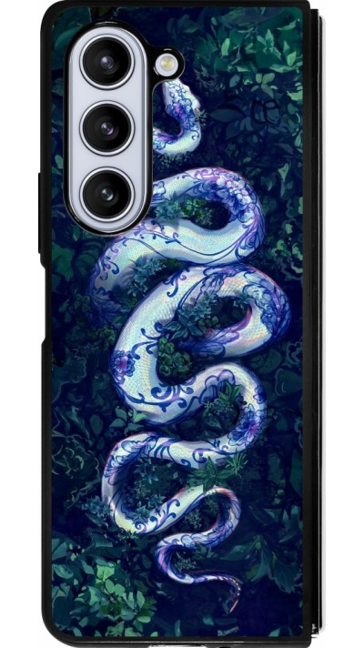 Samsung Galaxy Z Fold5 Case Hülle - Silikon schwarz Snake Blue Anaconda