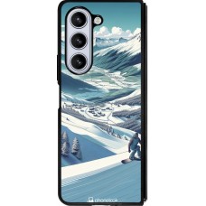 Samsung Galaxy Z Fold5 Case Hülle - Silikon schwarz Snowboarder Berg