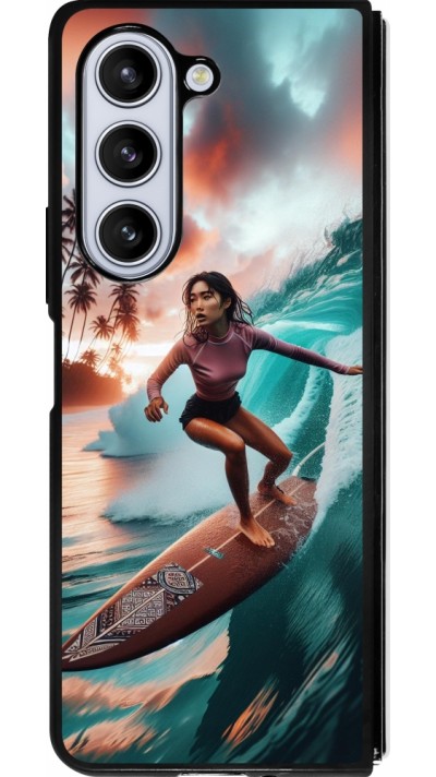 Samsung Galaxy Z Fold5 Case Hülle - Silikon schwarz Surferin aus Bali