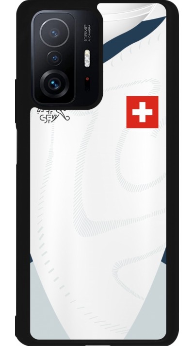 Coque Xiaomi 11T - Silicone rigide noir Maillot de football Suisse Extérieur personnalisable