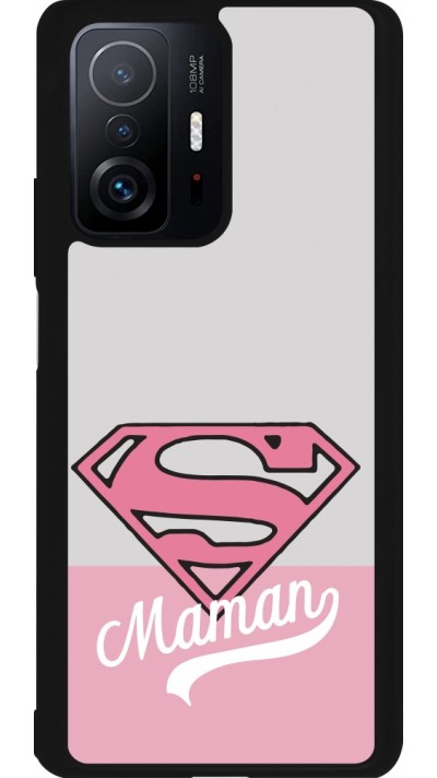 Coque Xiaomi 11T - Silicone rigide noir Mom 2024 Super hero maman