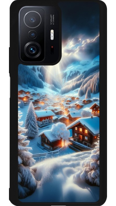 Coque Xiaomi 11T - Silicone rigide noir Mont Neige Lumière