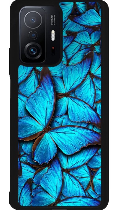 Coque Xiaomi 11T - Silicone rigide noir Papillon bleu