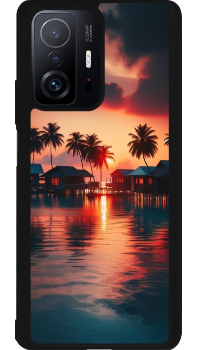 Coque Xiaomi 11T - Silicone rigide noir Paradis Maldives