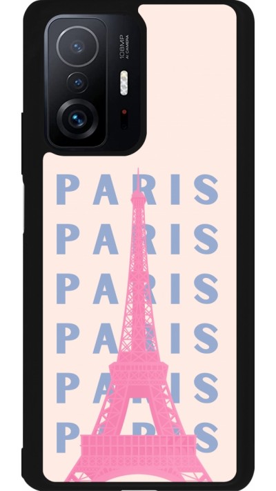 Coque Xiaomi 11T - Silicone rigide noir Paris Pink Print