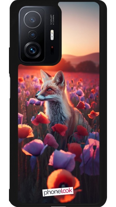 Coque Xiaomi 11T - Silicone rigide noir Renard pourpre au crépuscule