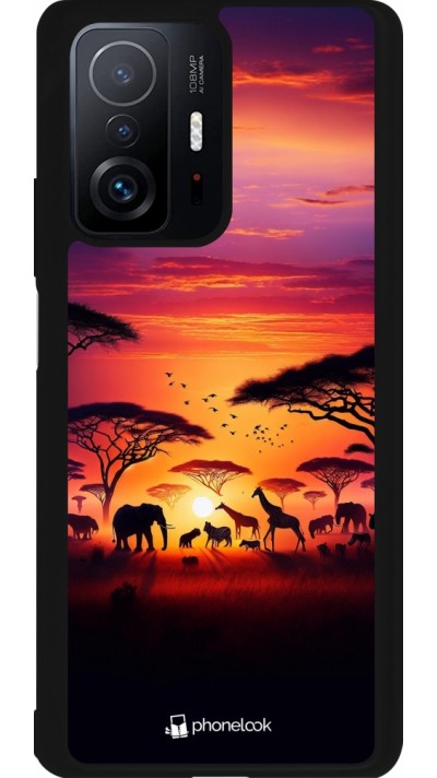 Coque Xiaomi 11T - Silicone rigide noir Safari sunset wildlife