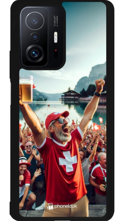 Coque Xiaomi 11T - Silicone rigide noir Victoire suisse fan zone Euro 2024
