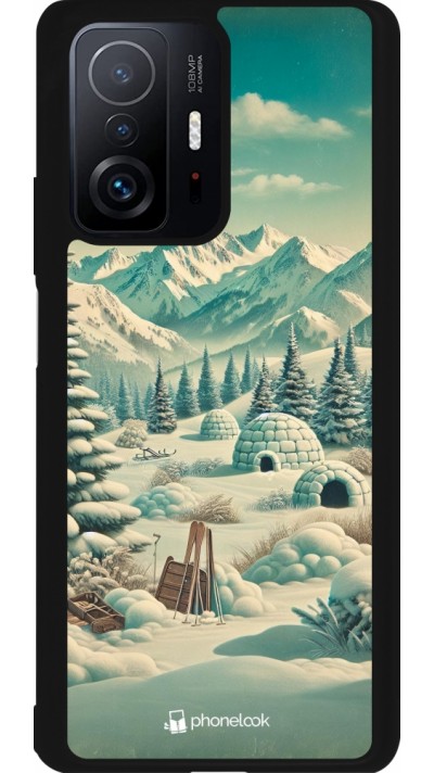 Xiaomi 11T Case Hülle - Silikon schwarz Vintage Schneebedeckter Berg Iglu