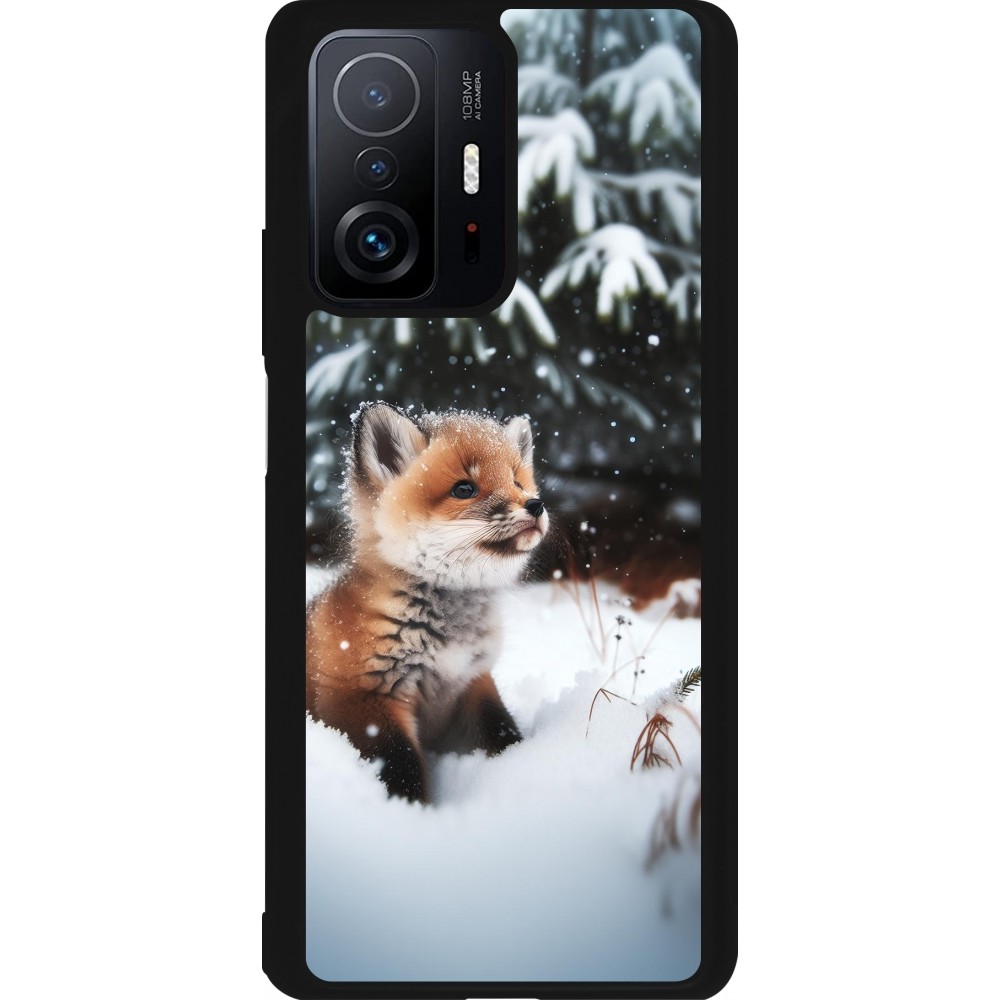 Xiaomi 11T Case Hülle - Silikon schwarz Weihnachten 2023 Fuechslein Tanne