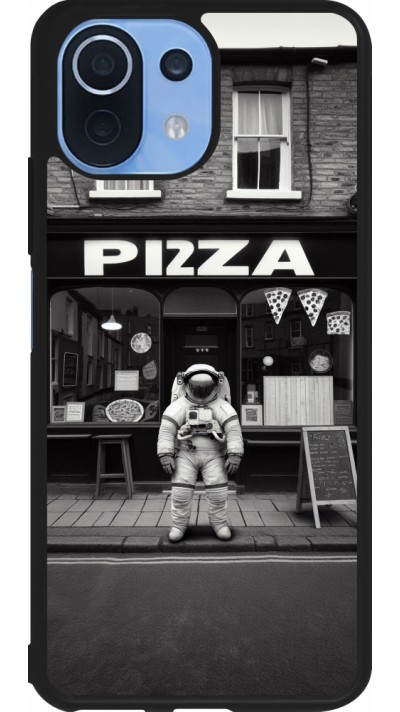 Xiaomi Mi 11 Lite 5G Case Hülle - Silikon schwarz Astronaut vor einer Pizzeria