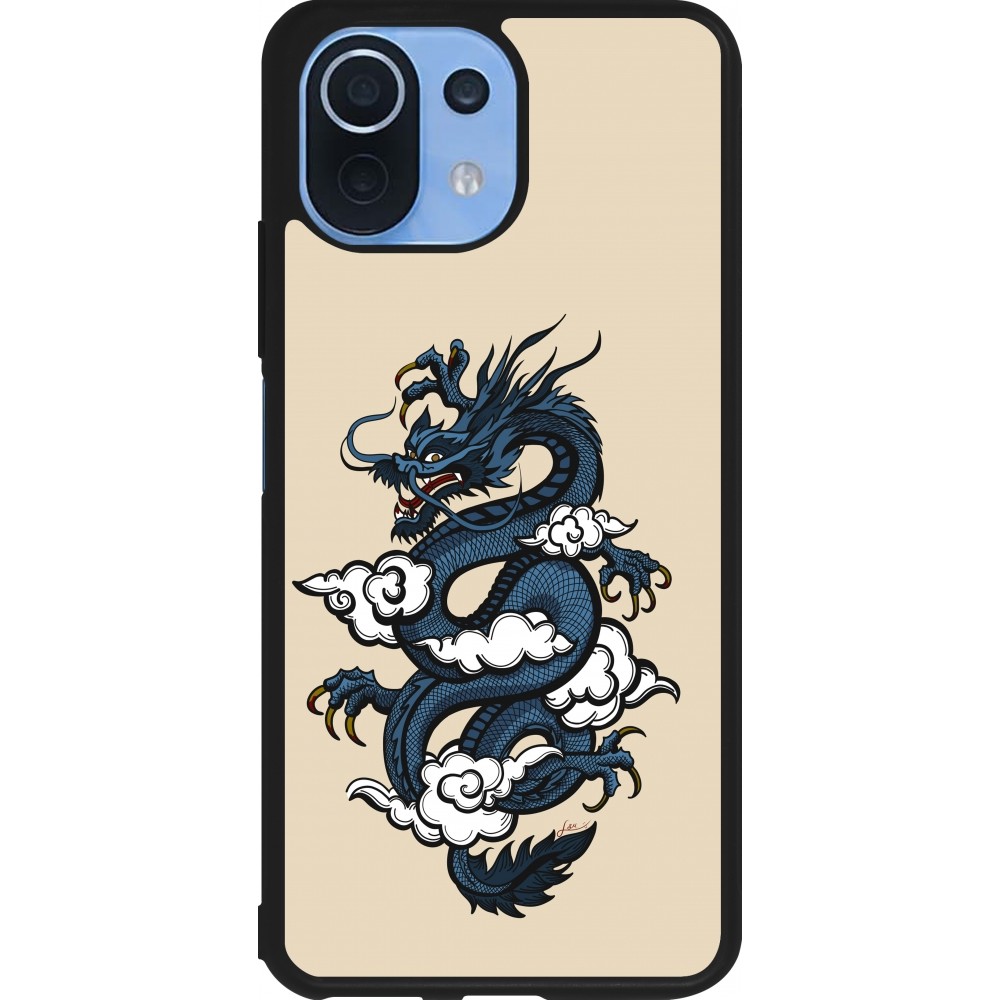 Xiaomi Mi 11 Lite 5G Case Hülle - Silikon schwarz Blue Dragon Tattoo