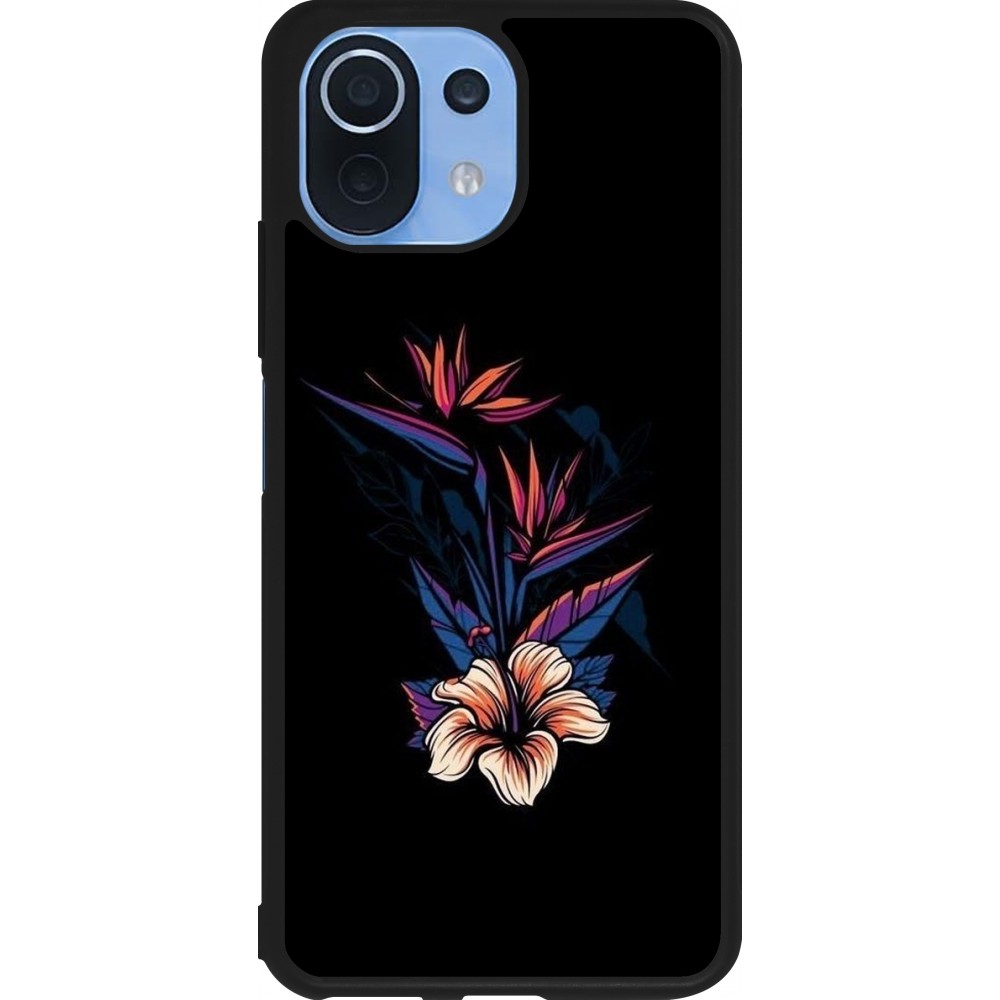 Xiaomi Mi 11 Lite 5G Case Hülle - Silikon schwarz Dark Flowers