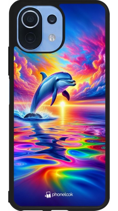 Xiaomi Mi 11 Lite 5G Case Hülle - Silikon schwarz Glücklicher Regenbogen-Delfin