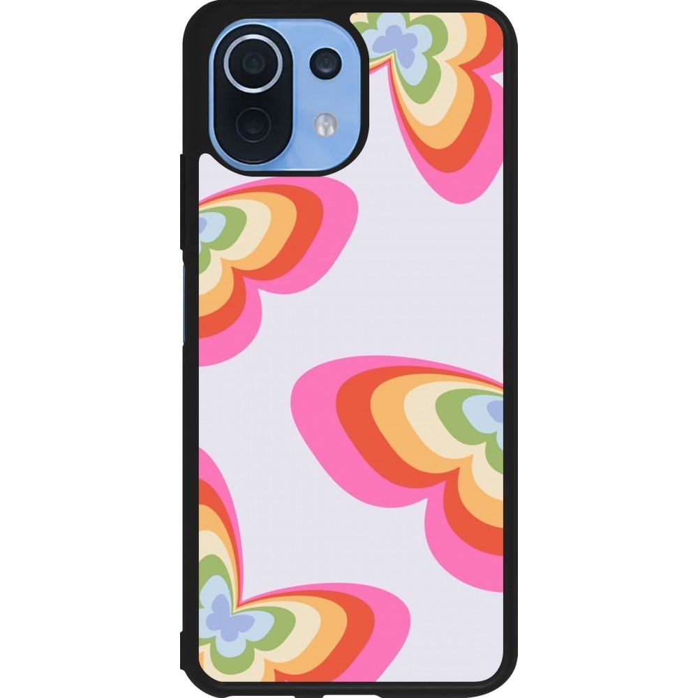 Xiaomi Mi 11 Lite 5G Case Hülle - Silikon schwarz Easter 2024 rainbow butterflies