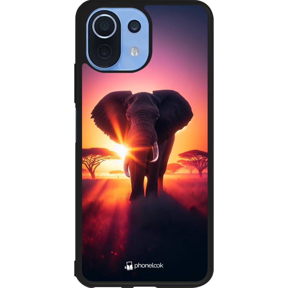 Xiaomi Mi 11 Lite 5G Case Hülle - Silikon schwarz Elefant Sonnenaufgang Schönheit