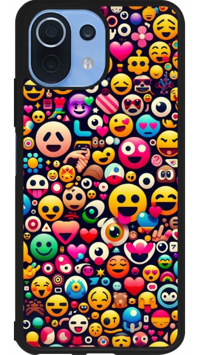 Xiaomi Mi 11 Lite 5G Case Hülle - Silikon schwarz Emoji Mix Farbe