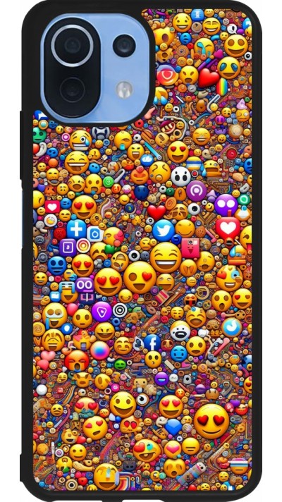 Xiaomi Mi 11 Lite 5G Case Hülle - Silikon schwarz Emoji gemischt