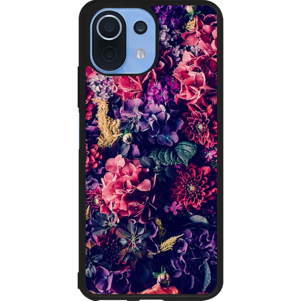 Xiaomi Mi 11 Lite 5G Case Hülle - Silikon schwarz Flowers Dark