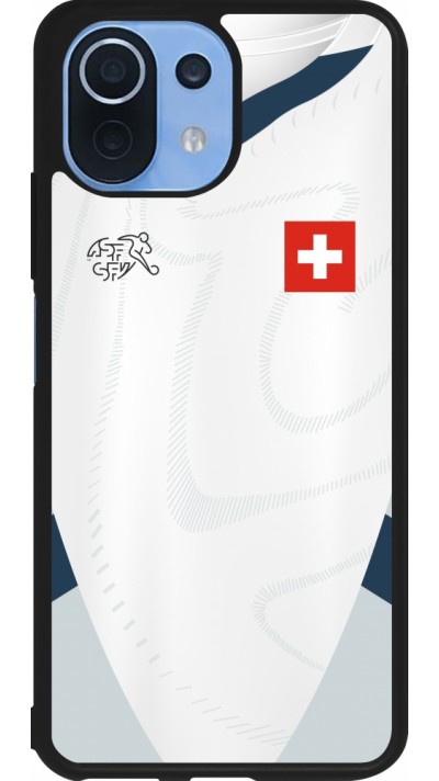 Coque Xiaomi Mi 11 Lite 5G - Silicone rigide noir Maillot de football Suisse Extérieur personnalisable
