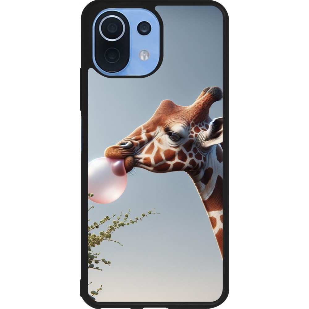 Xiaomi Mi 11 Lite 5G Case Hülle - Silikon schwarz Giraffe mit Blase