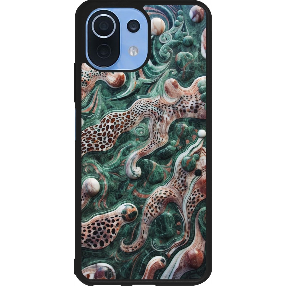 Xiaomi Mi 11 Lite 5G Case Hülle - Silikon schwarz Grüner Marmor und abstrakter Leopard