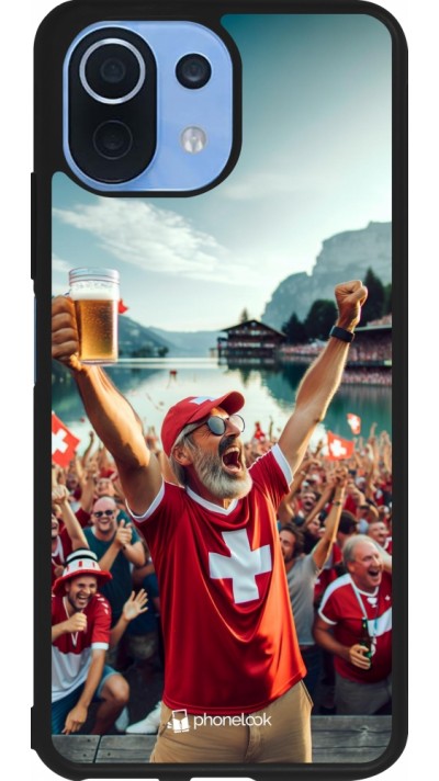Coque Xiaomi Mi 11 Lite 5G - Silicone rigide noir Victoire suisse fan zone Euro 2024