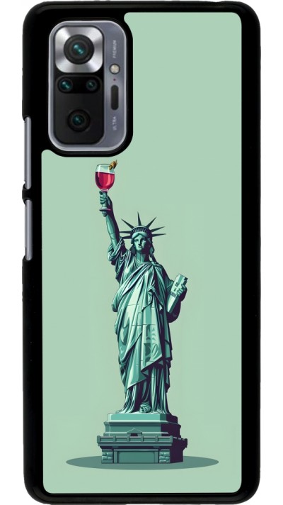 Coque Xiaomi Redmi Note 10 Pro - Wine Statue de la liberté avec un verre de vin