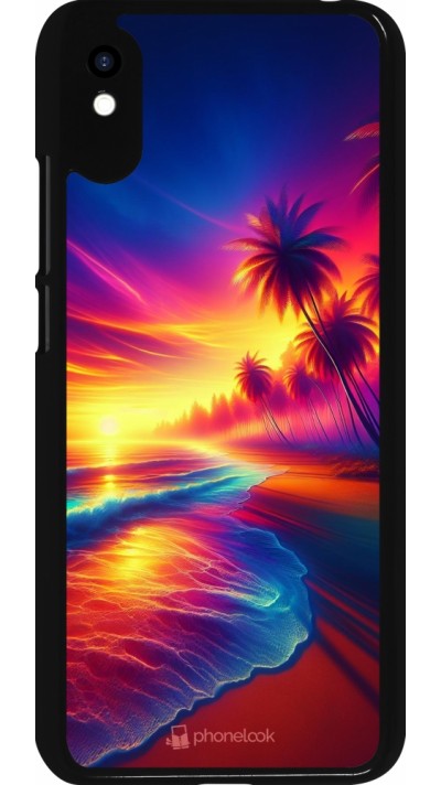 Coque Xiaomi Redmi 9A - Plage coucher soleil flashy