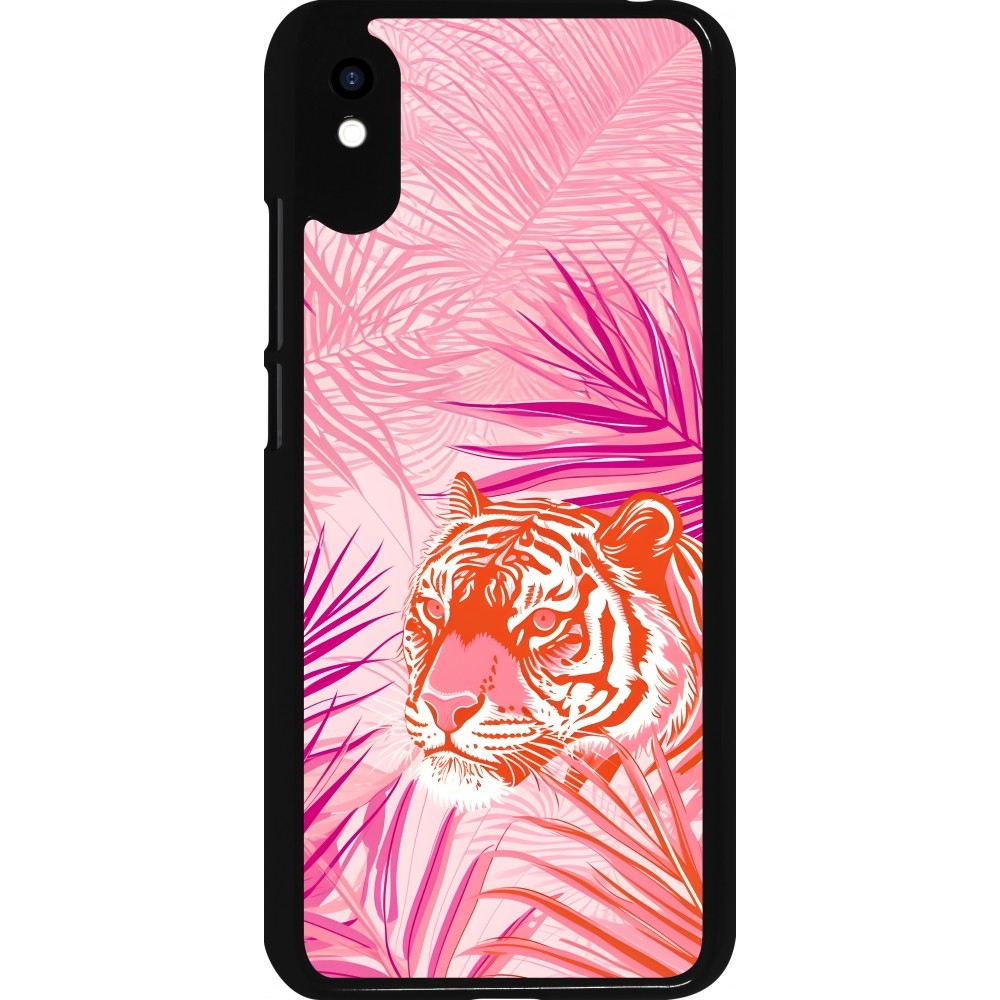 Xiaomi Redmi 9A Case Hülle - Tiger Palmen rosa