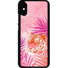 Xiaomi Redmi 9A Case Hülle - Tiger Palmen rosa