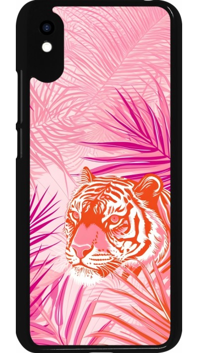 Coque Xiaomi Redmi 9A - Tigre palmiers roses