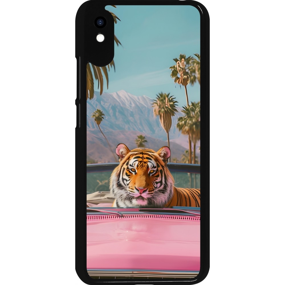 Xiaomi Redmi 9A Case Hülle - Tiger Auto rosa