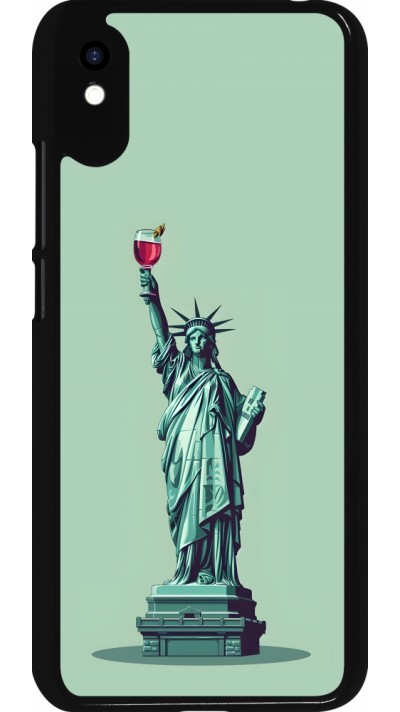 Coque Xiaomi Redmi 9A - Wine Statue de la liberté avec un verre de vin