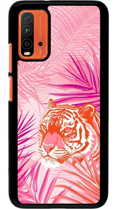 Xiaomi Redmi 9T Case Hülle - Tiger Palmen rosa
