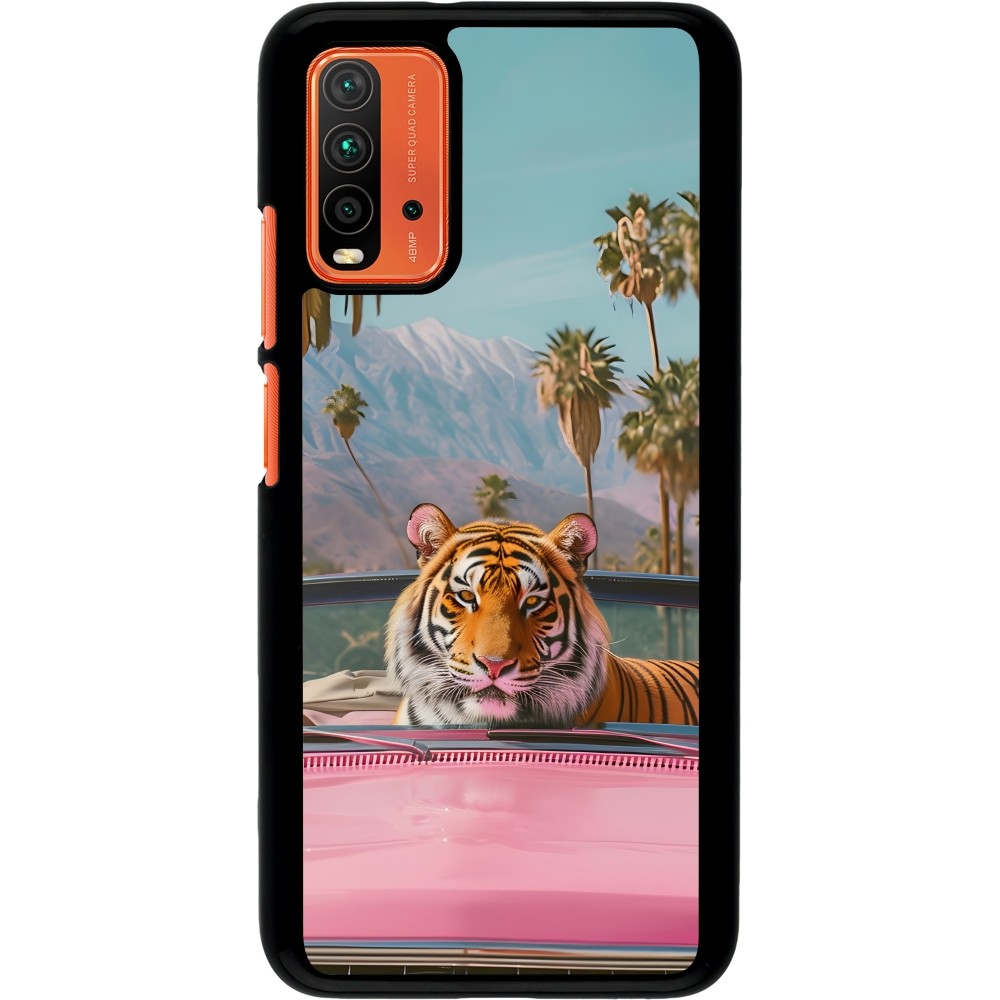 Xiaomi Redmi 9T Case Hülle - Tiger Auto rosa