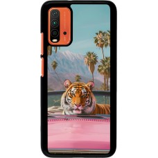 Xiaomi Redmi 9T Case Hülle - Tiger Auto rosa