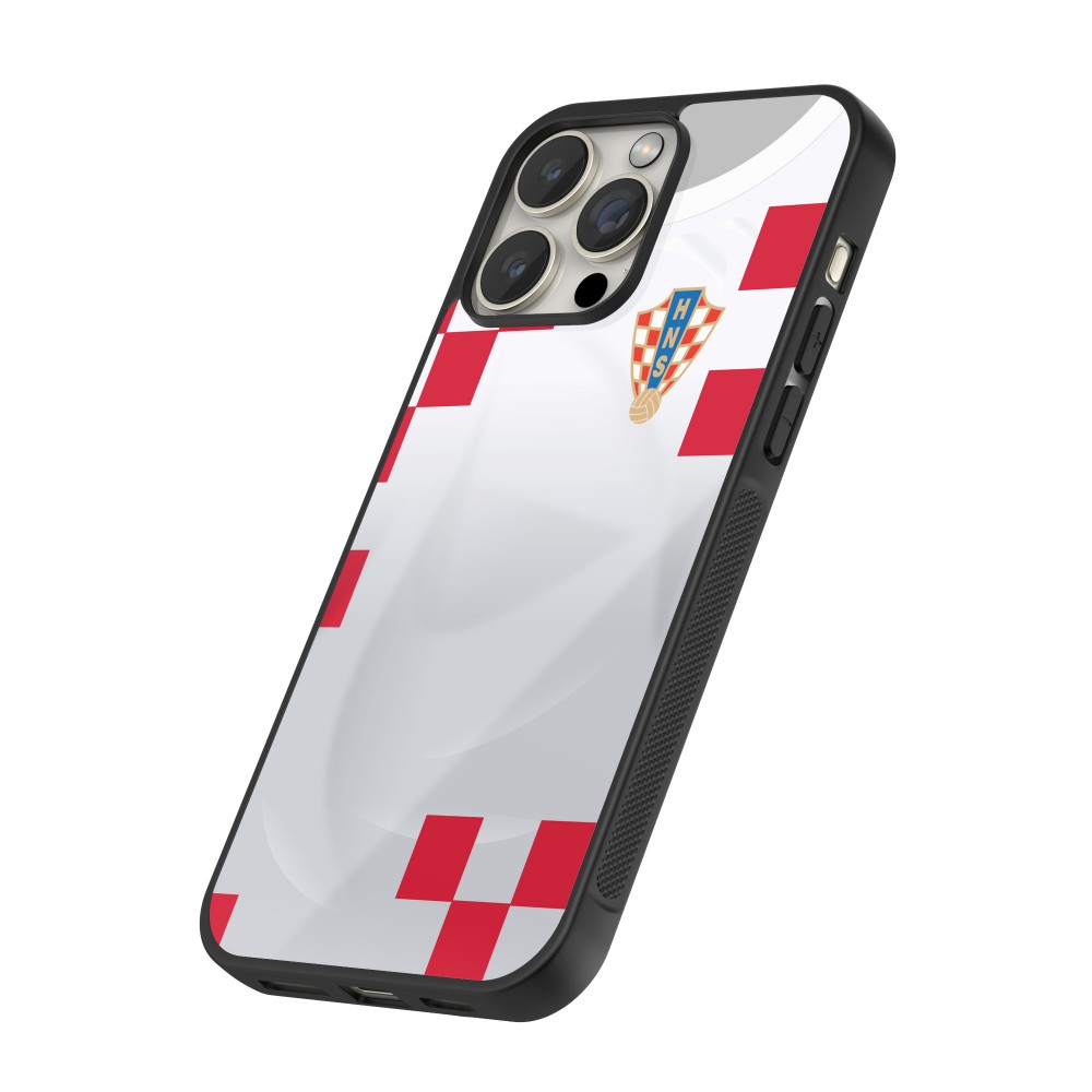 iPhone 12 / 12 Pro Case Hülle - Silikon schwarz Kroatien 2022 personalisierbares Fussballtrikot