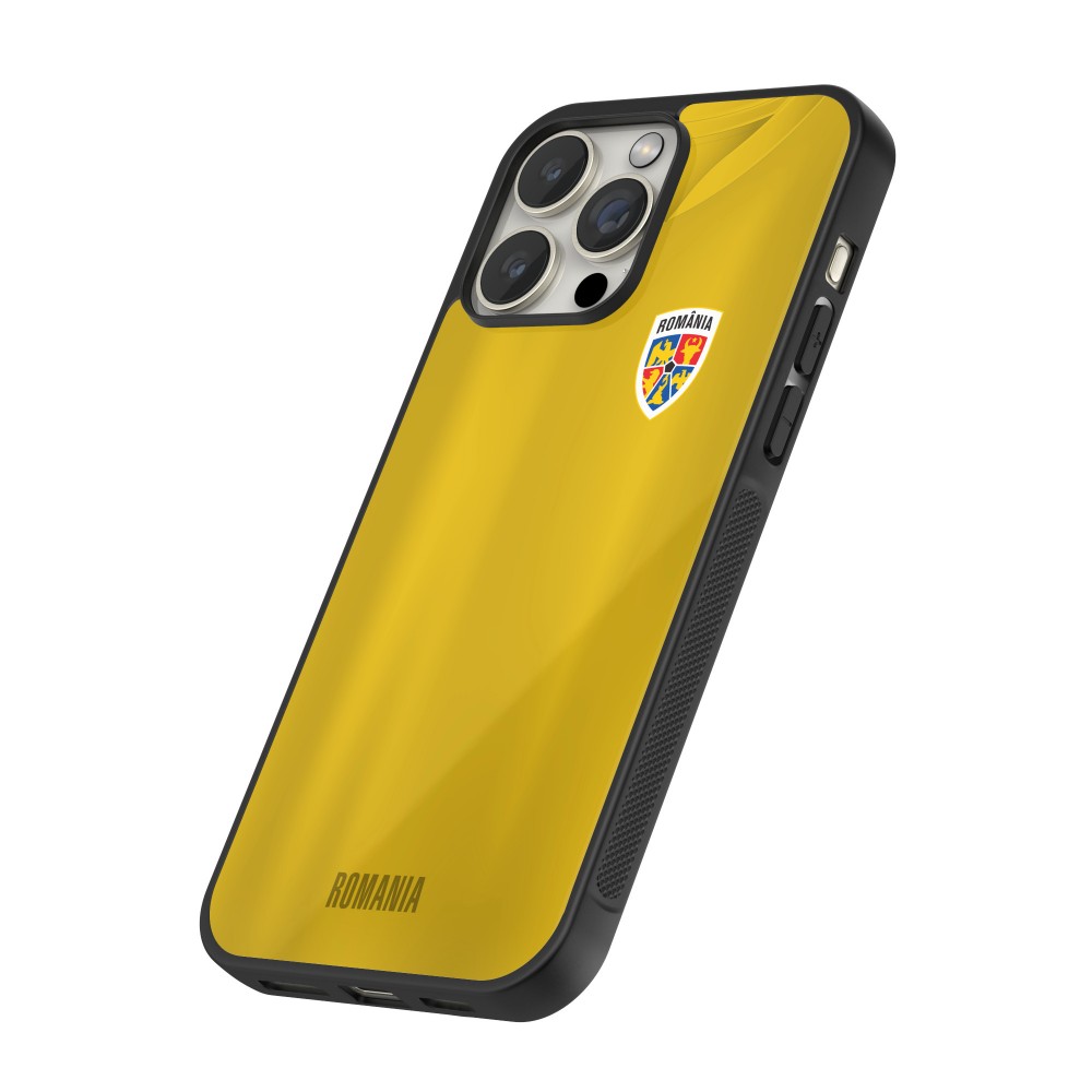 iPhone 12 / 12 Pro Case Hülle - Silikon schwarz Fussballtrikot Rumänien